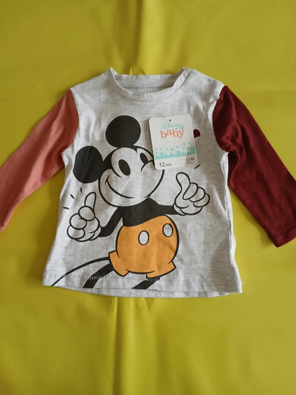 tee shirt manches longues garcon Mickey disney 74 cm 12 mois